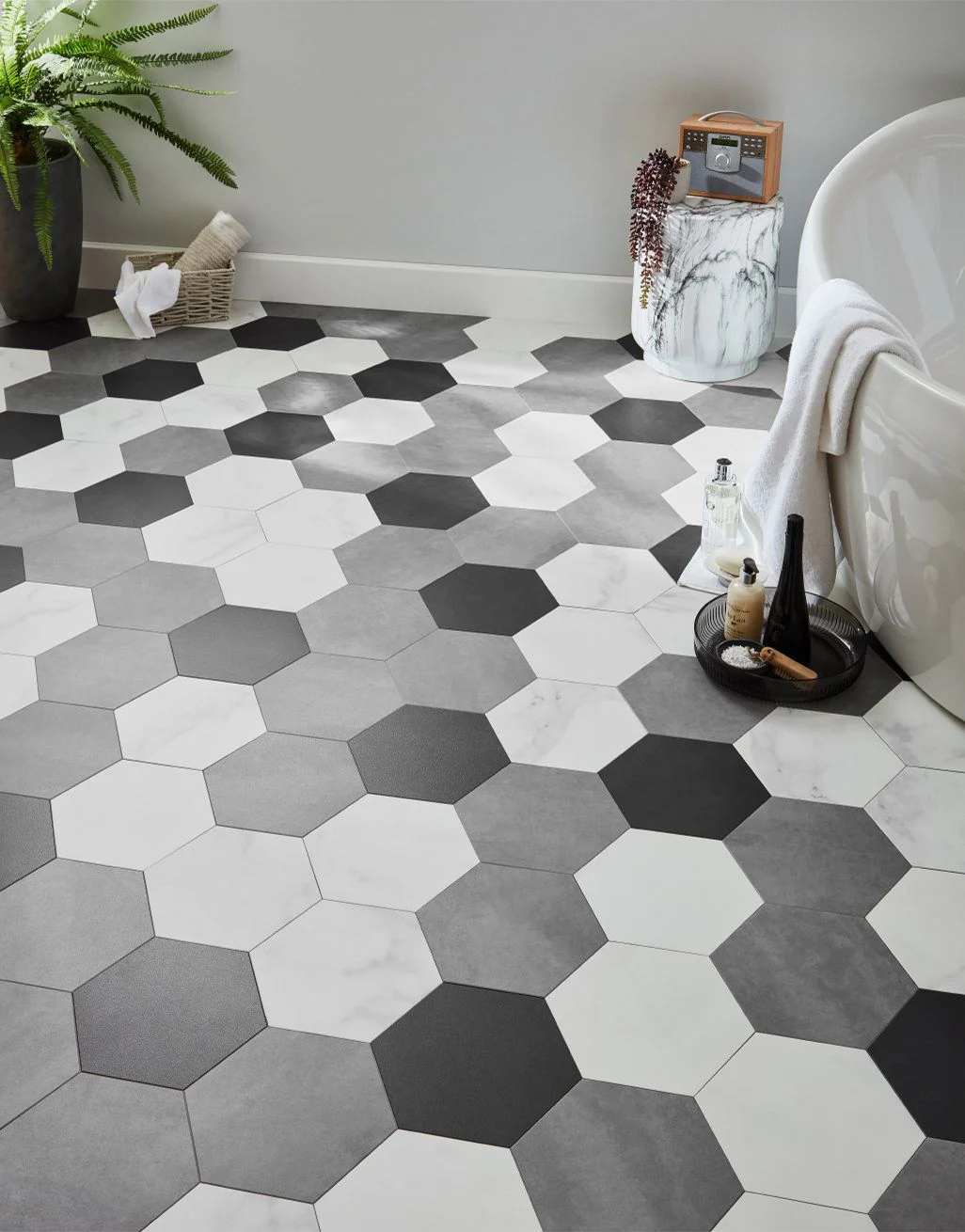 Asenso Aurora Hex Tile -  Carrara Marble - Image 4