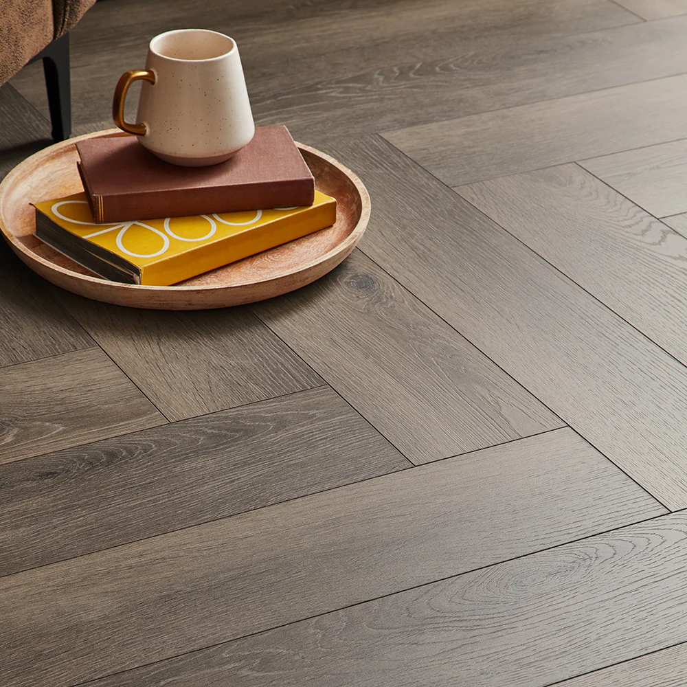 Kronotex Grasmere Herringbone 8mm Laminate Flooring - Dark Oak - Image 3
