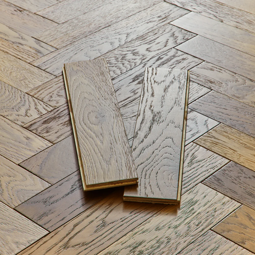 Nordic Herringbone 12mm Engineered Wood Flooring - Brushed Smoked Lacquer-SAMPLE - Image 4
