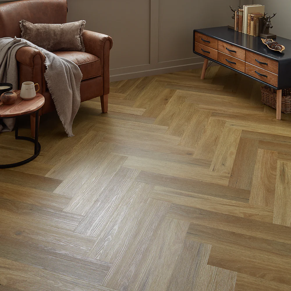 Scafell 5.2mm SPC Herringbone Flooring  -  Herringbone Natural Oak - Image 3
